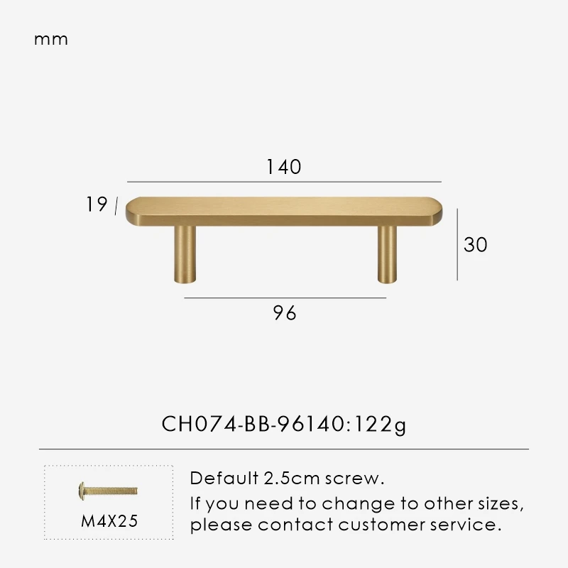 Nurlin латунная ручка для шкафа 4-25 дюймов