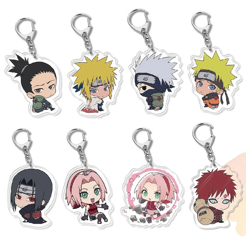 

Anime N-A-R-U-T-O Keychain Uchiha Sasuke Cartoon Figure Q Version Acrylic Keyring Holde for Car Bag Accessorie Fans Jewelry Gift
