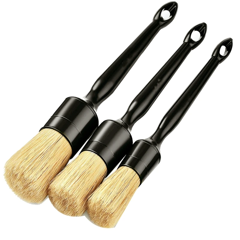 

3PCS Car Exterior Interior Hair Bristle Brushes For Car Cleaning Auto Detail Tools