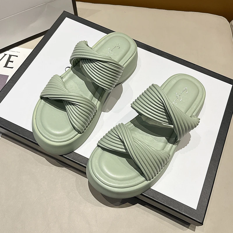 

Summer Thick-soled Slippers Women Fashion Outerwear Crossover Casual Beach Thick-soled Shoes for Women Sandals Women 2023