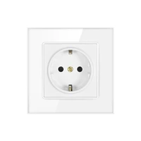 depoguye white 16a eu standard power socket crystal glass panel wall plugs socket 220v electrical outlet korea 86mm86mm