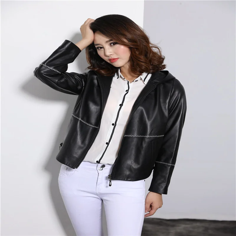 

2023Leather jacket,Spring Autumn Jacket Women 100% Real Leather Jacket Sheepskin Coat Famale Moto Coats Biker clothes Ladies Clo