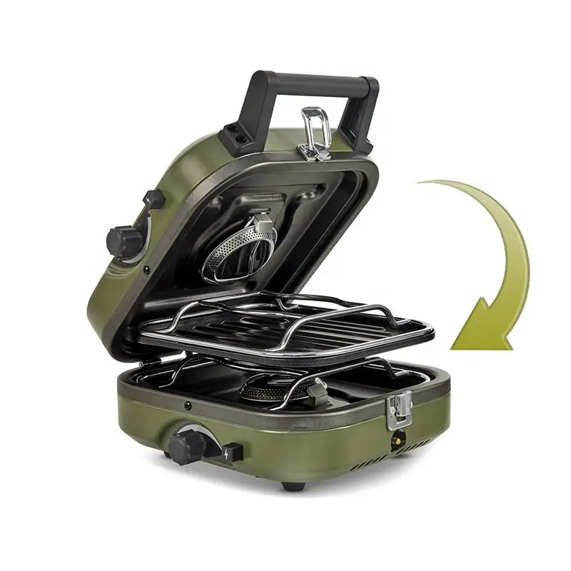 

Мультигорелка для кемпинга, портативная кухонная утварь с двумя горелками, уличная Складная газовая плита для пикника, барбекю, гриля, высокая мощность