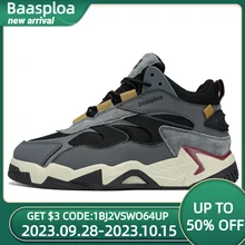 Baasploa Men Winter Sneakers Leather Waterproof Sport Shoes for Men Comfort Plush Warm Male Sneakers Non-Slip Free Shipping