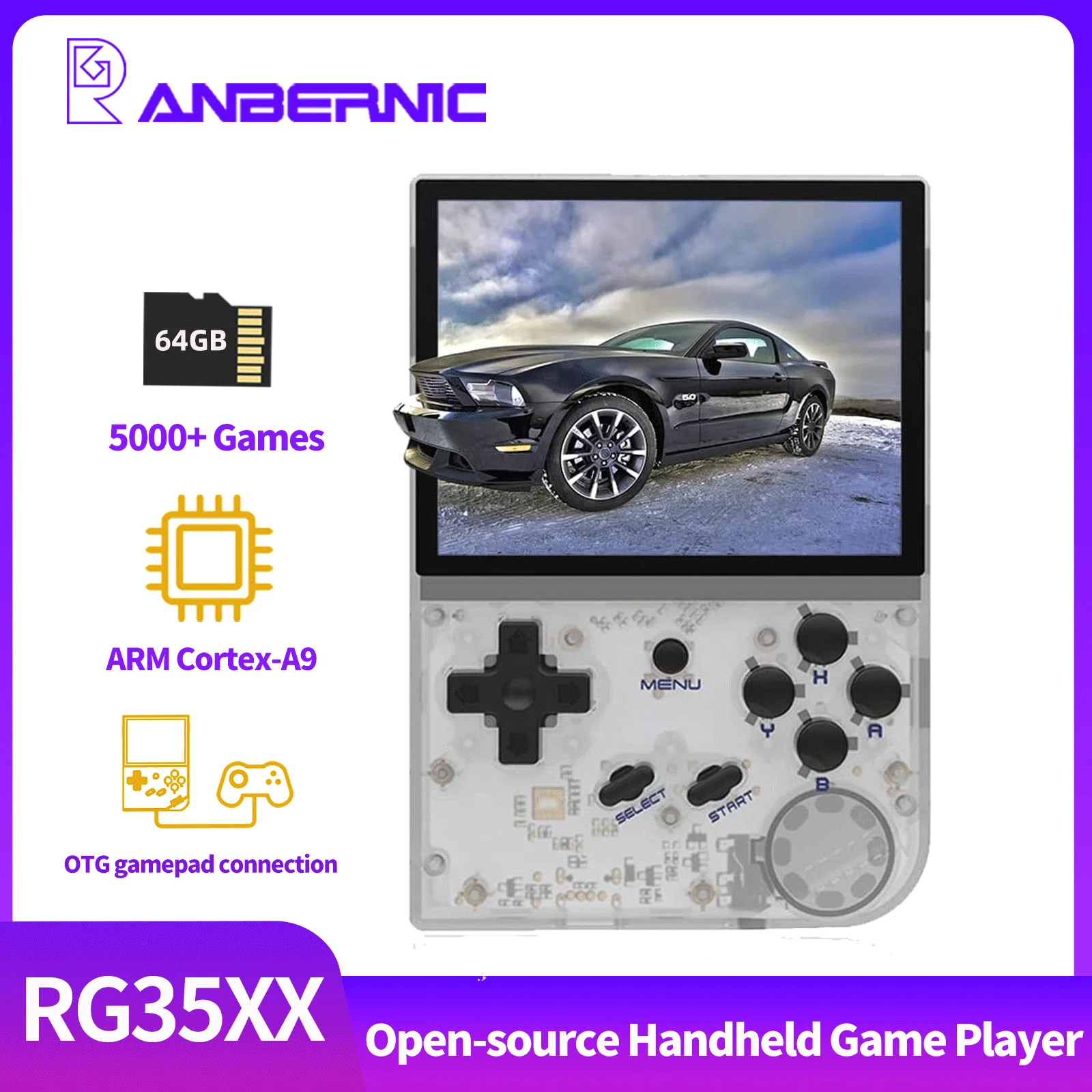 

ANBERNIC RG35XX Retro Handheld Game Console Linux System 3.5 inch IPS Classic Video Player Preinstalled with 64GB 5000+ Games