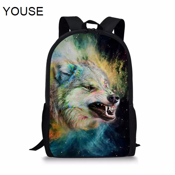 Классный школьный портфель с изображением животных, волков для мальчиков-подростков, персонализированный школьный портфель для учеников с...