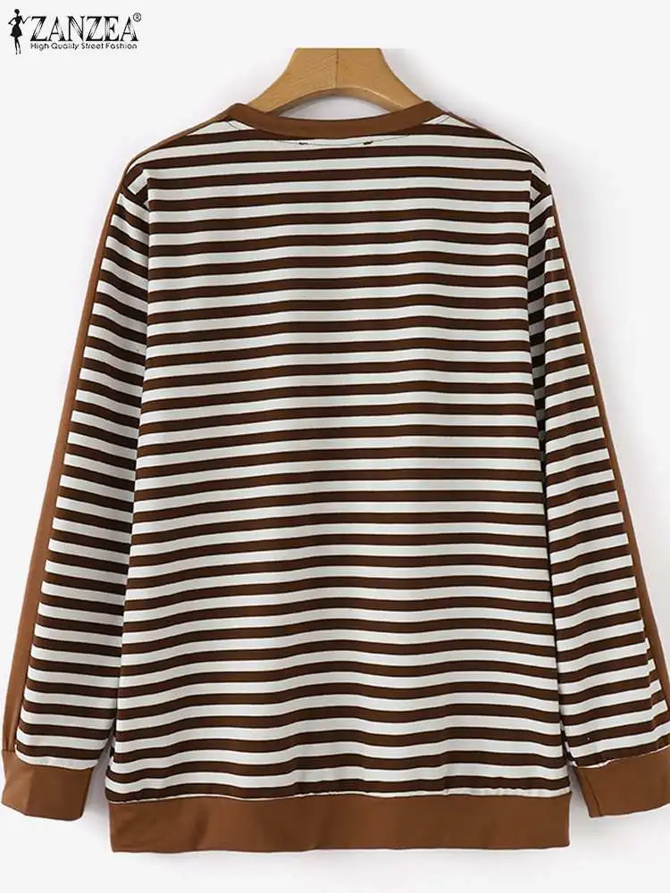 Повседневные свободные Осенние Пуловеры ZANZEA 2024 корейские модные женские блузки