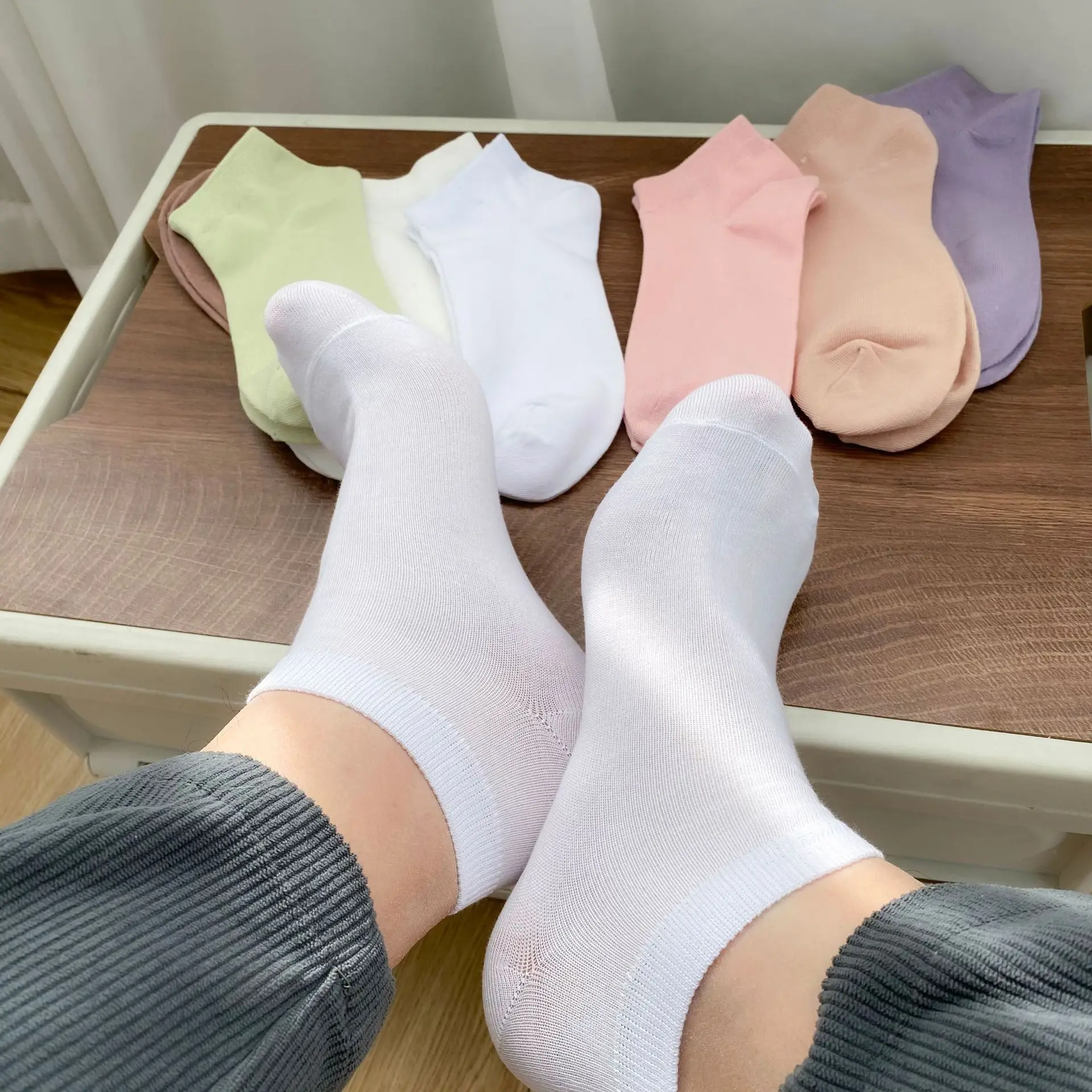 Simple Casual Women's Solid Color Boat Socks Black White Pink Thin Summer Socks Short Tube Low Top Sports Girls Socks