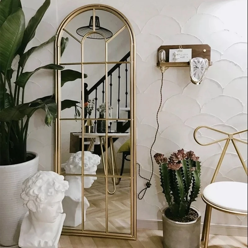 

Glass Sticker Standing Mirror Makeup Large Palace Bathroom Standing Mirror Long Spiegels Voor De Muur Home Decoration Aesthetic