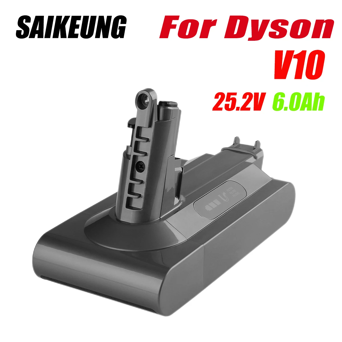 SaiKeung V10 Replacement Battery 25.2V 6000mAh For Dyson V6,SV12,V7 Absolute,V8 Fluffy , Cyclone V10 Battery Vacuum Cleaner