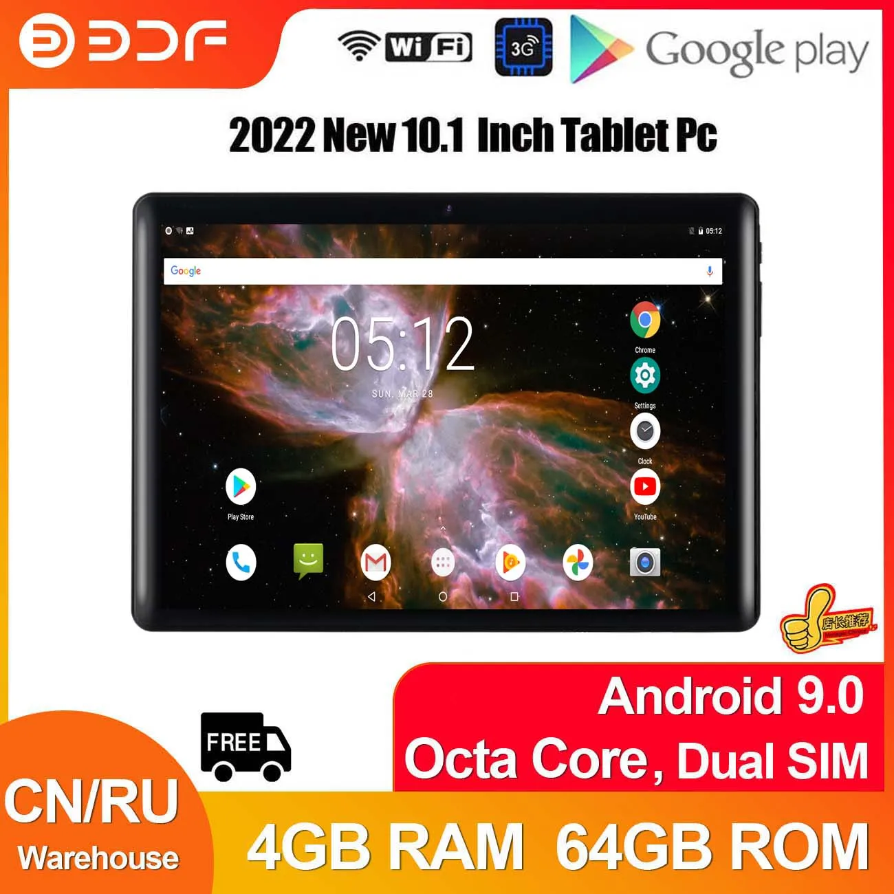 New 10 Inch Tablet Pc Octa Core 4GB+64GB Android 9.0 Google Play Dual SIM Phone Calls Bluetooth WiFi Tablets 10.1 Inch Tablette