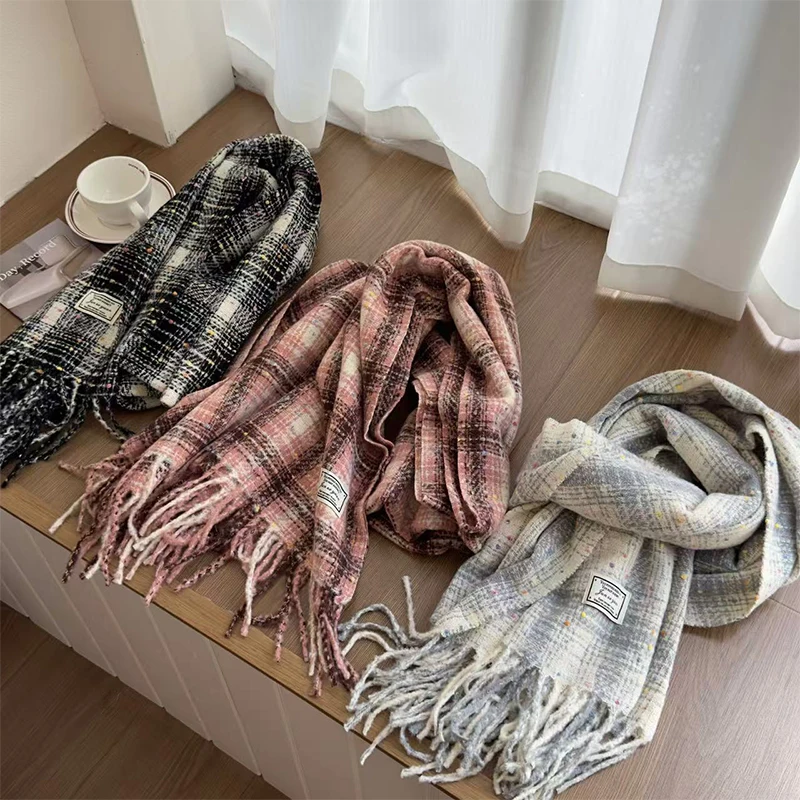 Имитация кашемира женский шарф зимний консервативный стиль винтажный клетчатый