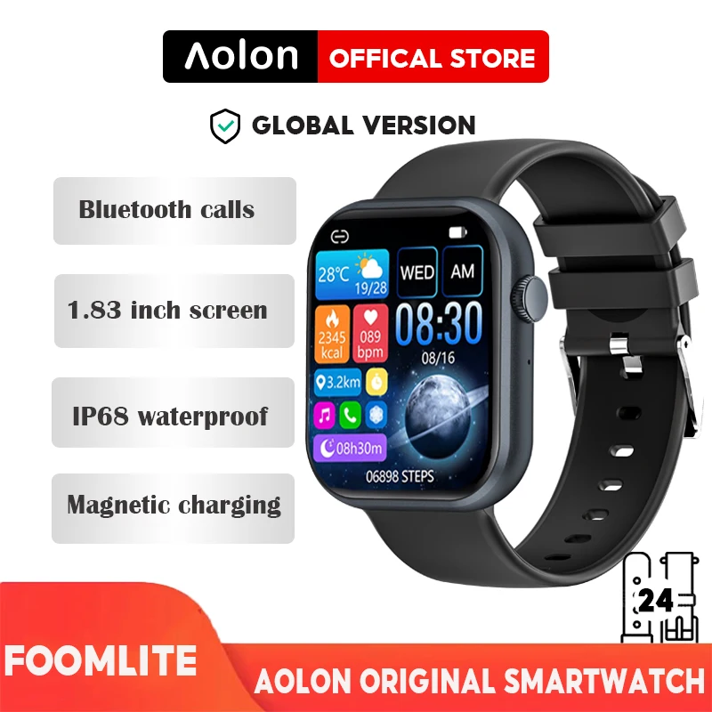 

Aolon Foom Lite Bluetooth Call Smart Watch Men Women Custom Wallpaper Heart Rate Monitoring 1.83inch Smartwatch For Android IOS