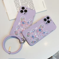 luxury square silicone case for iphone 11 12 7 8 plus xs xr xsmax 11 12 pro 13 pro max printing rabbit bracelet slim soft cover