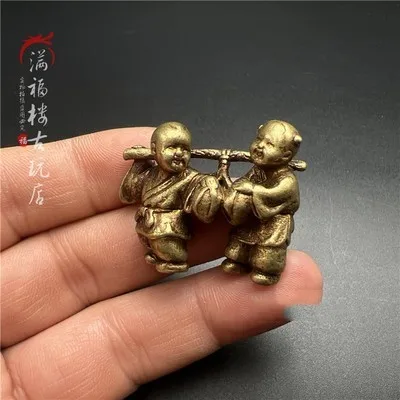 

Exquisite Antique Pure Copper Boy Tea Pet Small Ornament