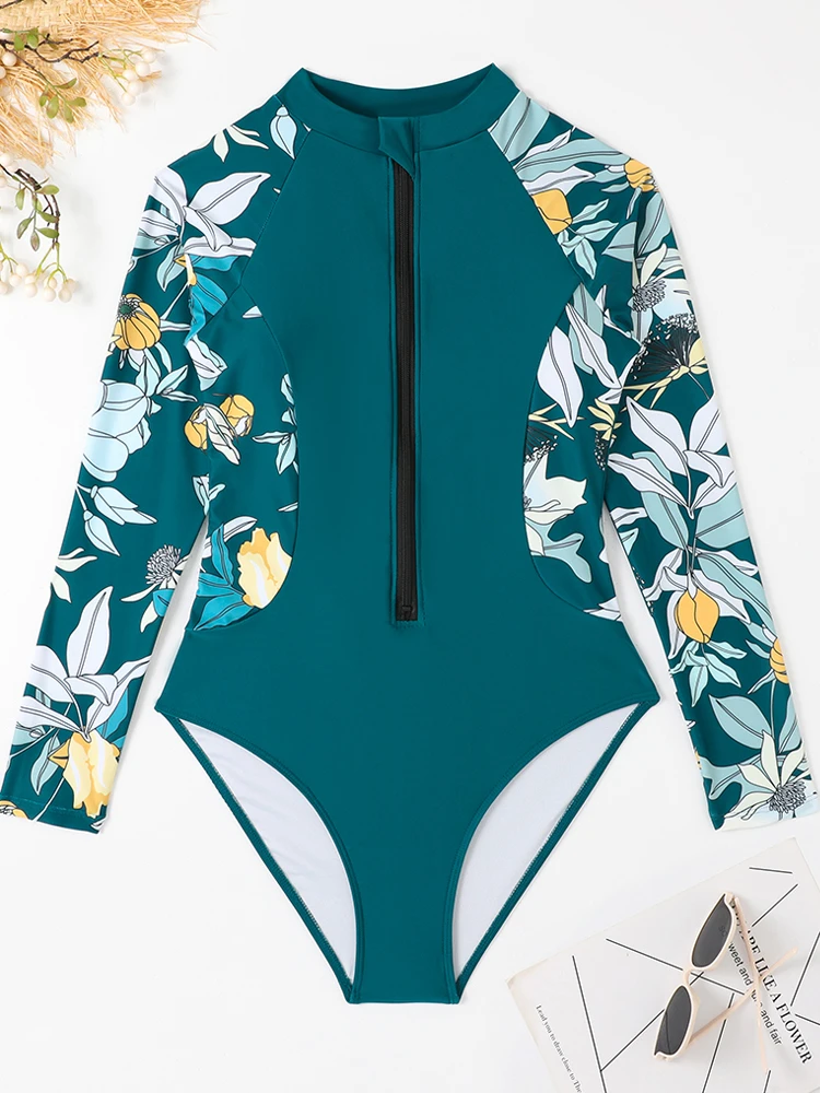 Цельный купальник для женщин новинка 2024 однотонный сексуальный боди с длинным