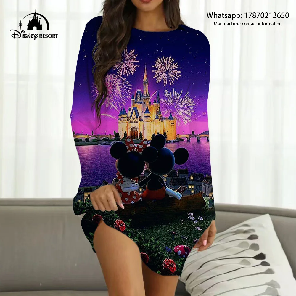 Женское Повседневное платье с длинным рукавом и круглым вырезом