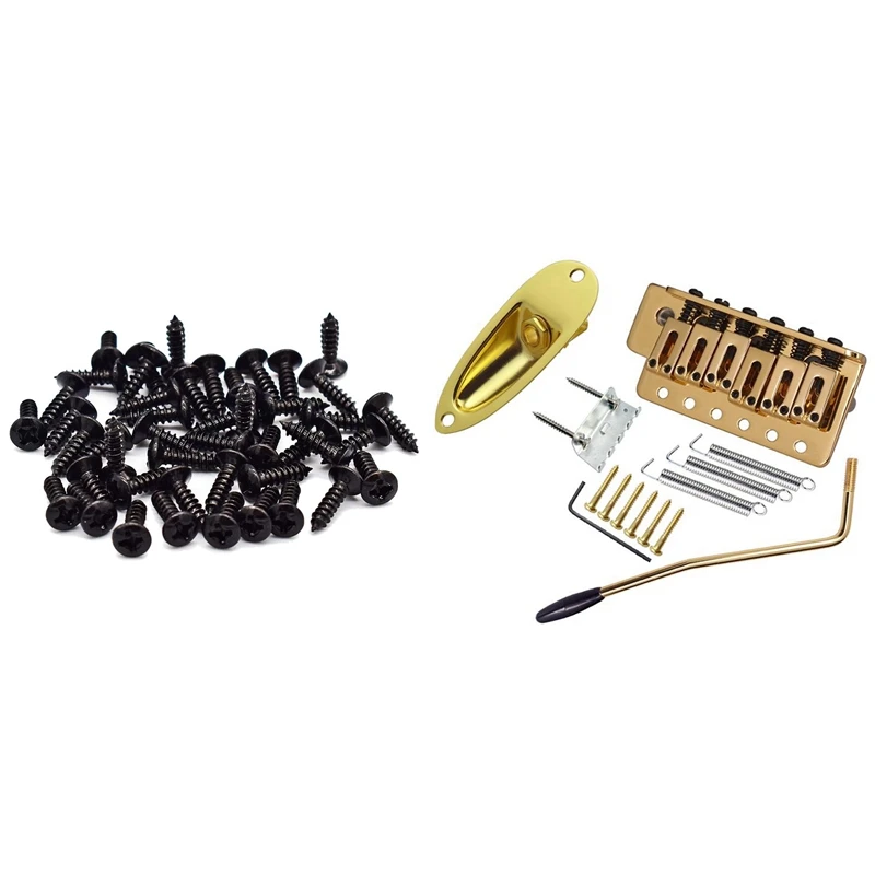 

Gold Guitar Tremolo Bridge Arm Springs With Boat Jack Socket Set With 100 Pcs Guitar & Bass Pickguard Screws