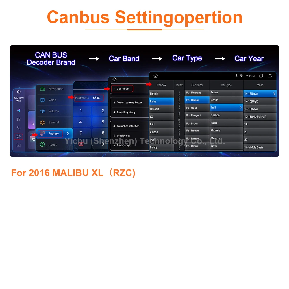 Фото Декодер Canbus для MALIBU XL (RZC) с кабелем питания, 16-контактный разъем для Android-радио, автомобильный радиоразъем. №2