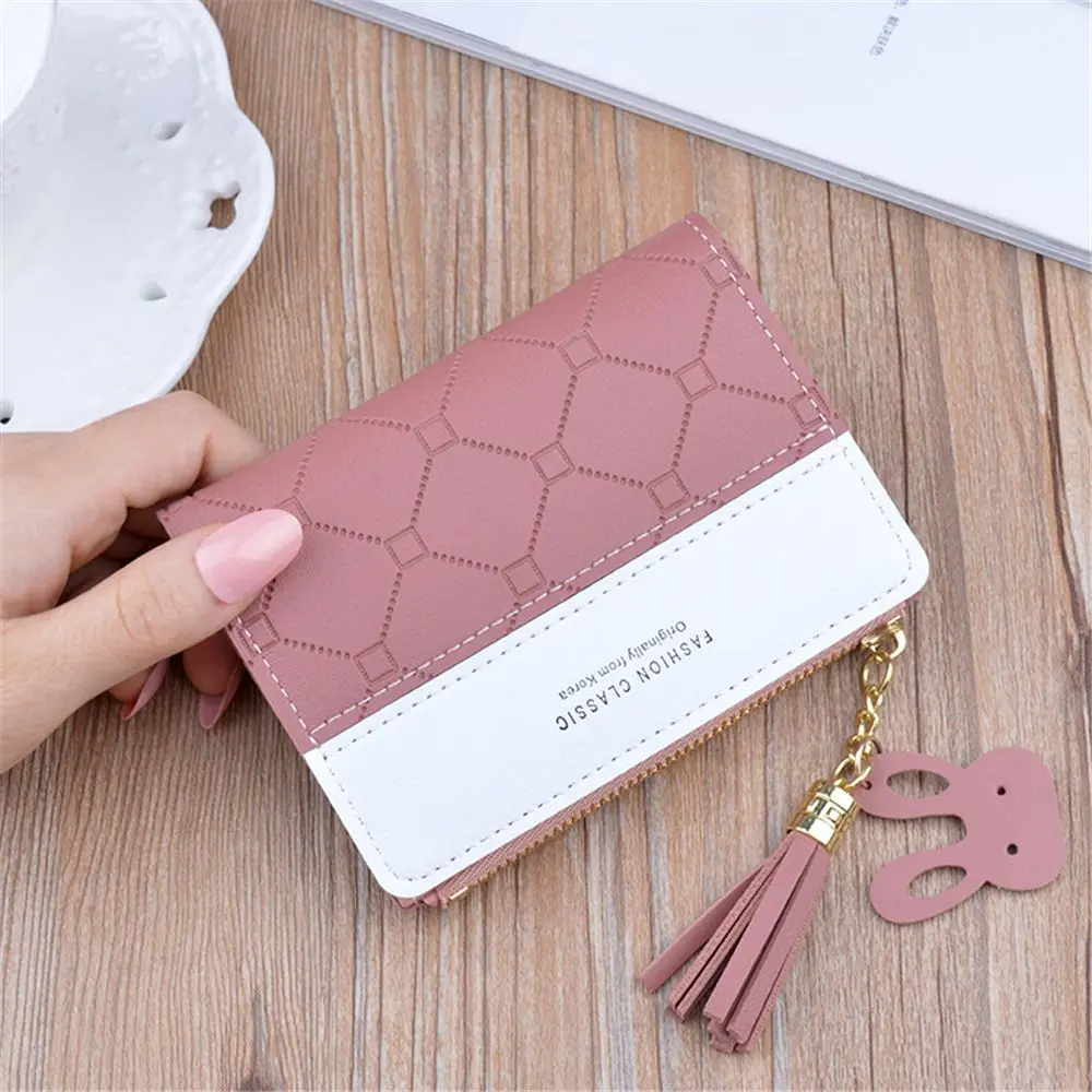 

Women Female Zipper Tassel Card Holder Money Bag Purse Coin Purse Short Wallets