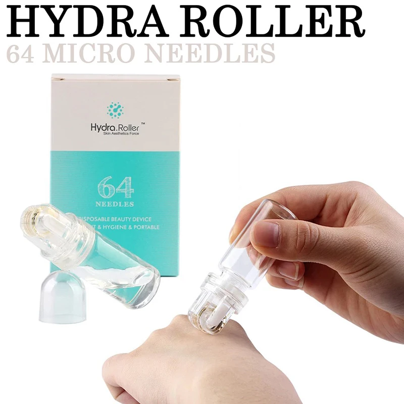 Фото Hydra Roller 64/20 Pin Титановая микроигла Derma Ролик для лица Сыворотка-аппликатор Уход за кожей Отбеливающая бутылка Многоразовая №1