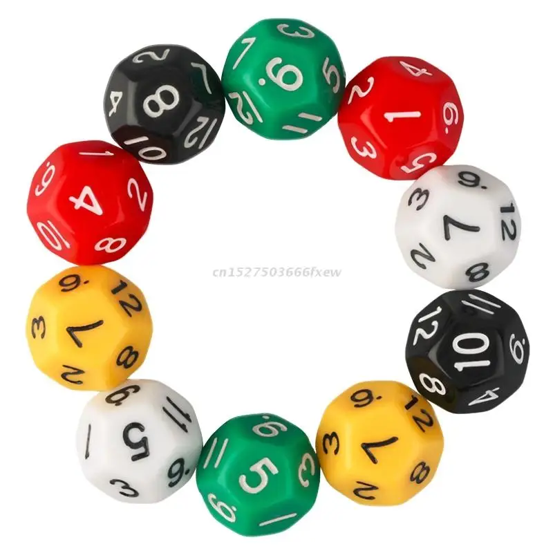 

10Pcs/pack Acrylic Polyhedral Dices Colorful Digital Dodecahedron Number Dices for Kids Educational Toys DIY Board Games