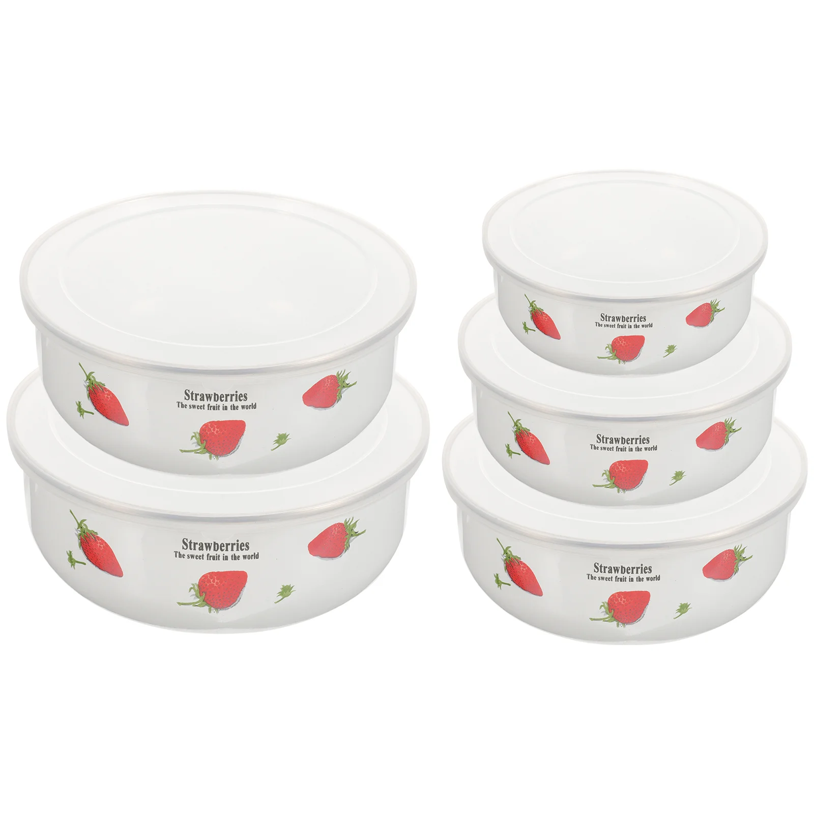 

5 Pcs Fruit Bowl Enamel Lid Soup Storage Food Refrigerator Salad Household Enamelware Mixing Kitchen