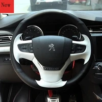 customized diy hand stitched leather cowhide car steering wheel cover for peugeot 408 508 307 3008 5008 308 interior accessories