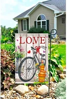 love valentines day garden flag decorative bicycle spring flag banner for outside house yard home decorative