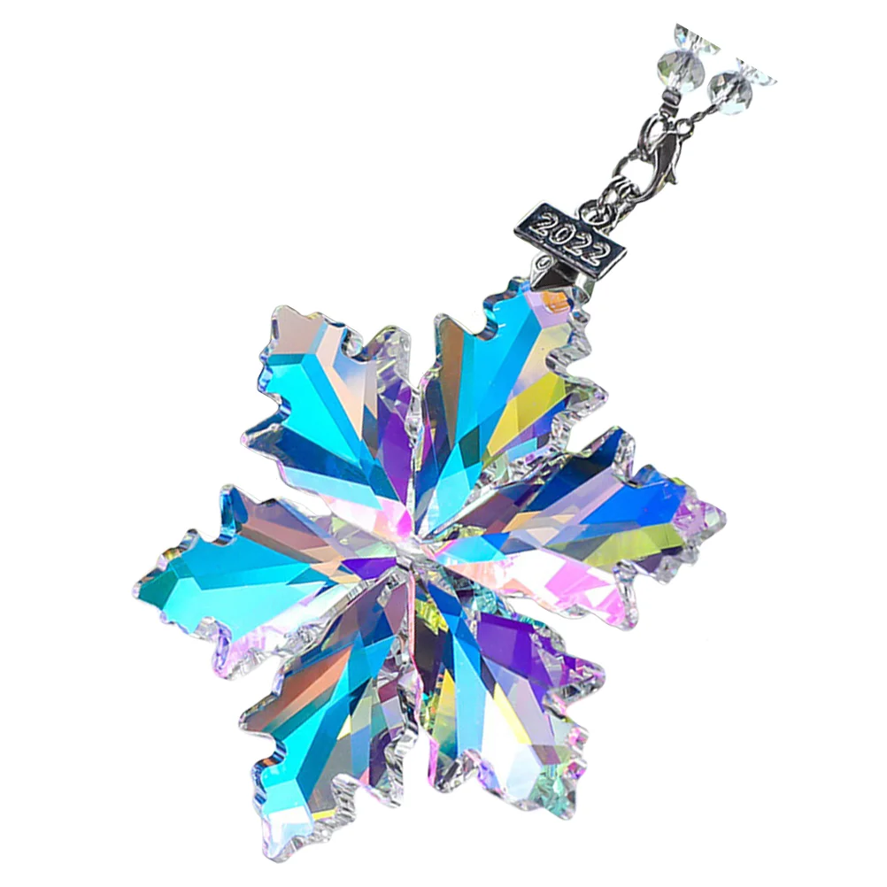 

Hanging Snowflake Car Accessories Crystal Ornament Mirror Ornaments Pendant Rearviewchristmas Sparkling Decor Flake Snow View