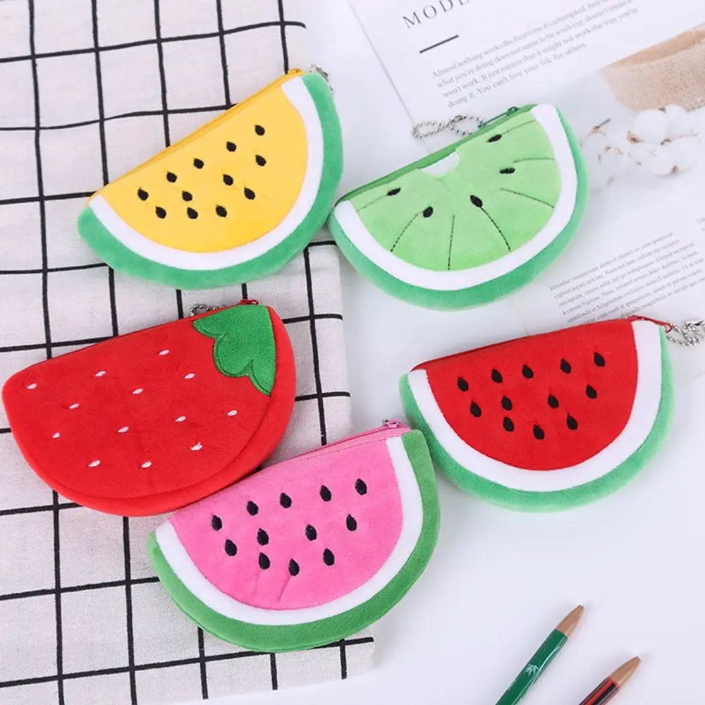 

Portable Travel Bag Pendant Storage Case Cartoon Student Bag Fruit Coin Purse Flush Wallet Keychain Bag Storage Bag