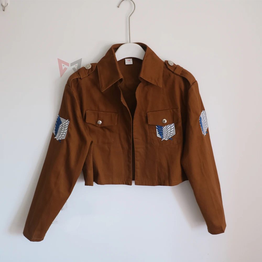 

Halloween Attack On Titan Coat Jacket For Eren Levil Mikasa Ackerman High Quality Cotton Fabric Embroidery Badge Cosplay Costume