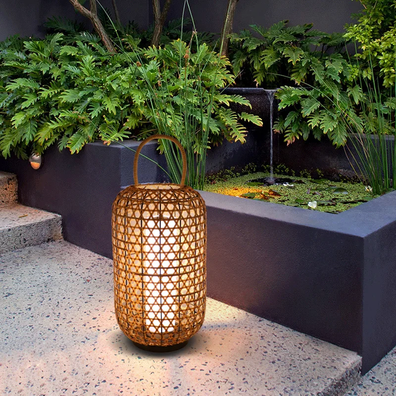 

Outdoor Yard Floor Lamp Hand-woven Floor Lamps Lawn Corridor Balcony Waterproof Led Standing Lights Garden Decoration