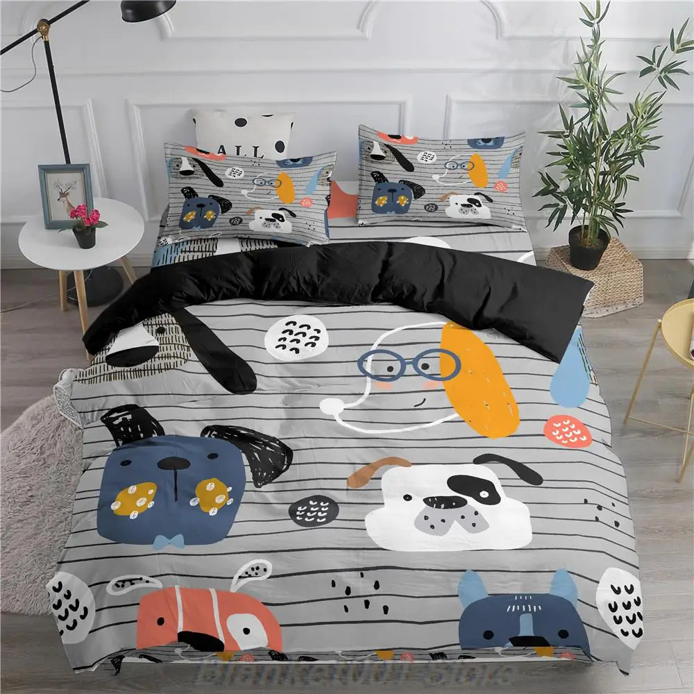 

Nordic Cartoon Cute Cat Dog Pet Animal Bedding Set Comforter Duvet Cover Bed Cover Child Twin Single Size 135 Bed Cover NO Sheet