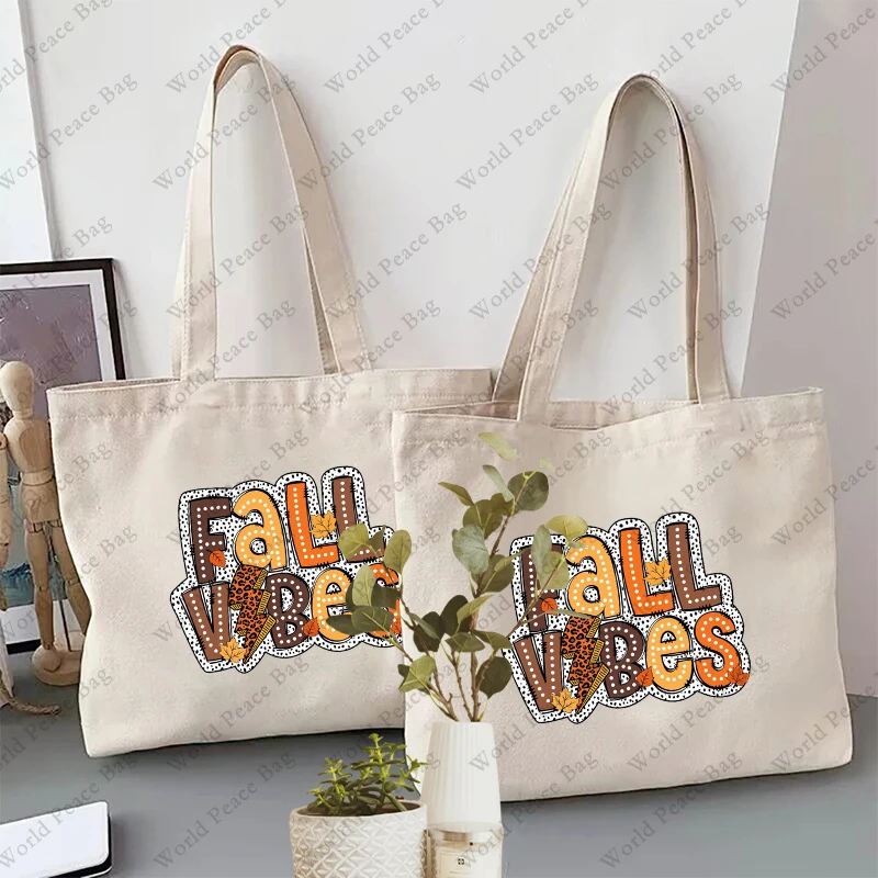 1 Шт. Осенняя Холщовая Большая Сумка С Узором Viburnum Женская Многоразовая Для