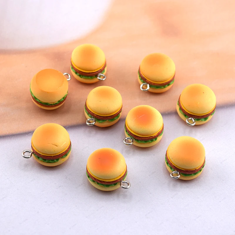 6 шт. 3D маленькие шармы из гамбургера имитация еда подвеска аксессуары сделай сам