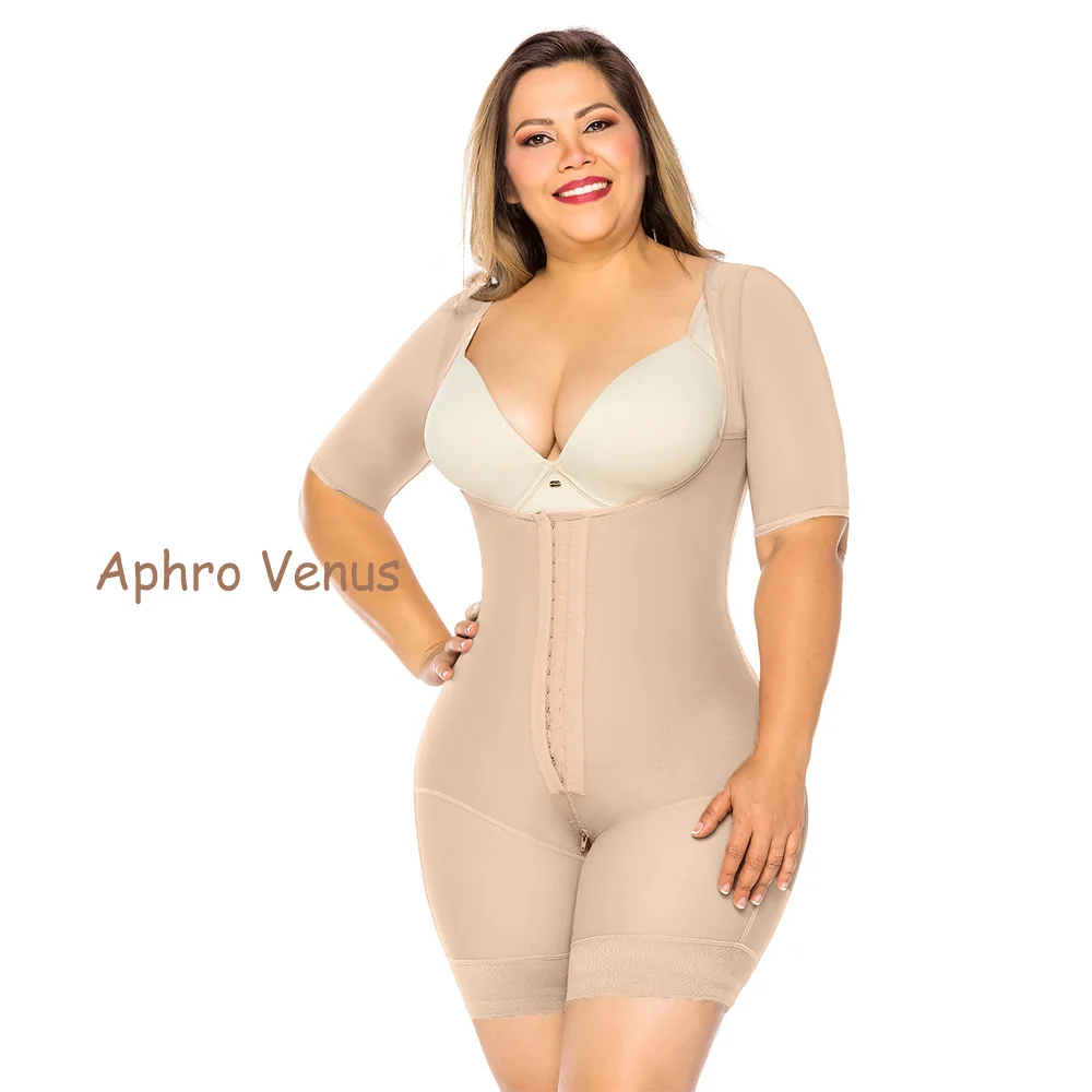 Fajas With Sleeves High Waist Beige Butt Lifter with Hooks and Eyes Zipper Women Shapewear Underwear  Fajas