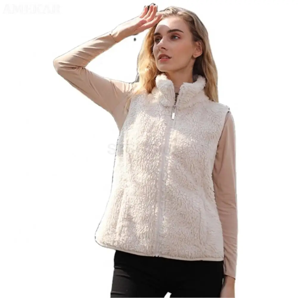 Women Winter Luxury Real Fur Stand Collar Vest Pure Color Zipper Warm Adult Waistcoat Leisure Designer Thermal Real Fur Coat