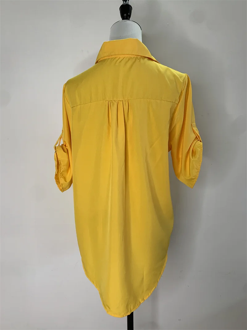 Женская однобортная рубашка PLAZSON элегантная офисная блузка с отложным