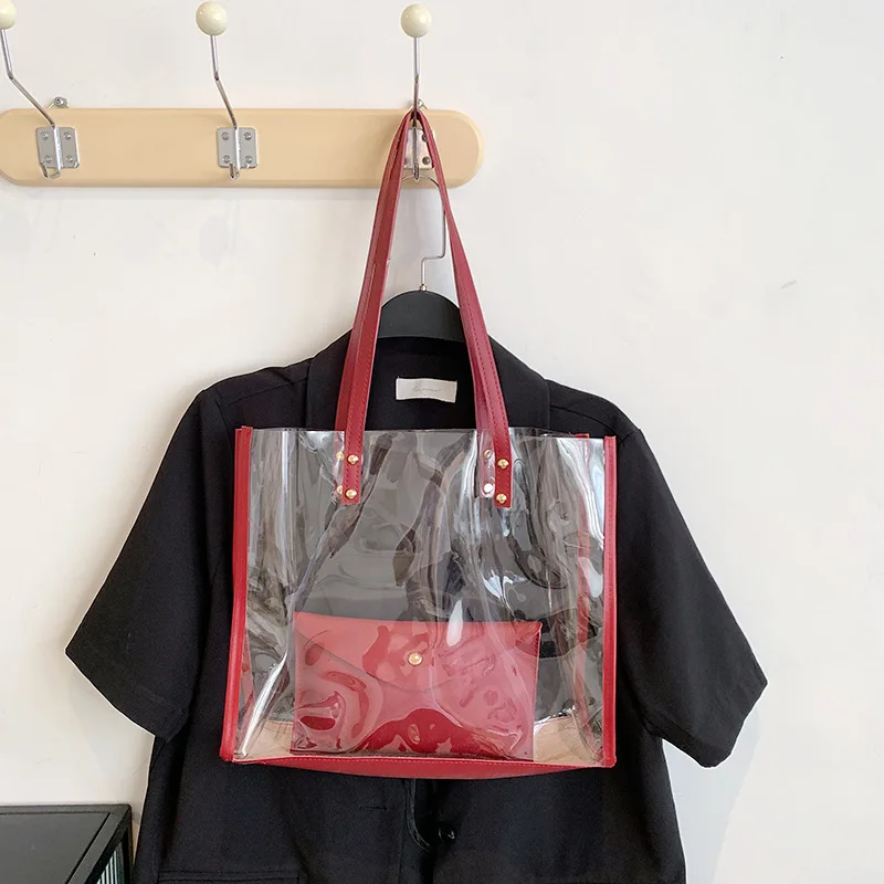 Tote Bags PVC Women Handbags Shoulder Bags Large Capacity Clear Shopping Composite Bag Waterproof Bolso Transparente Para Mujer
