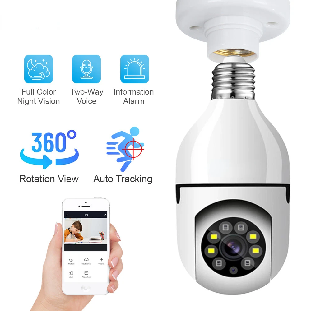 

E27 HD 1080P Bulb Surveillance Camera Night Vision Full Color Automatic Human Tracking Zoom Indoor Security Monitor Wifi Camera