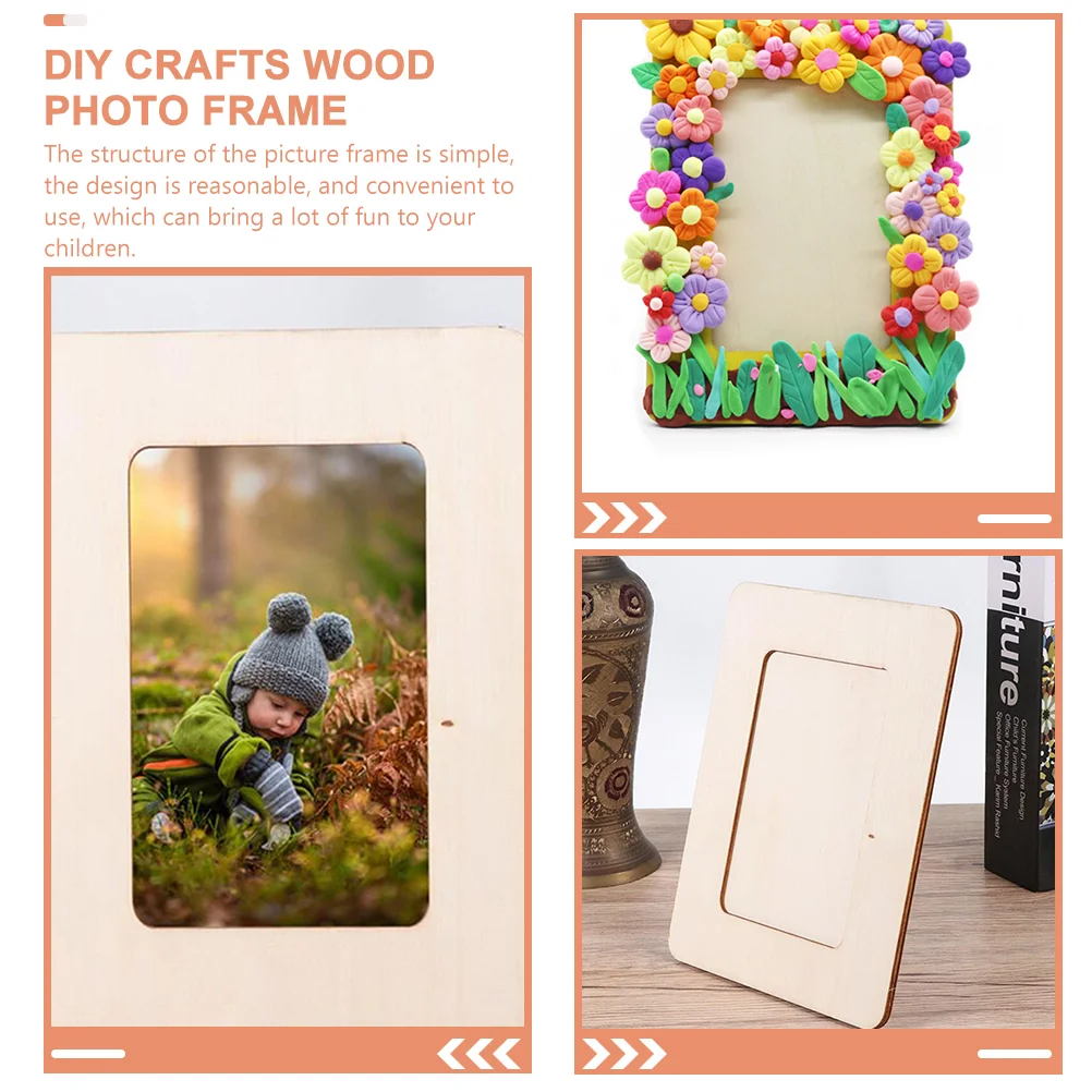 4шт фоторамки DIY деревянные фото ремесла живопись для детей незавершенный
