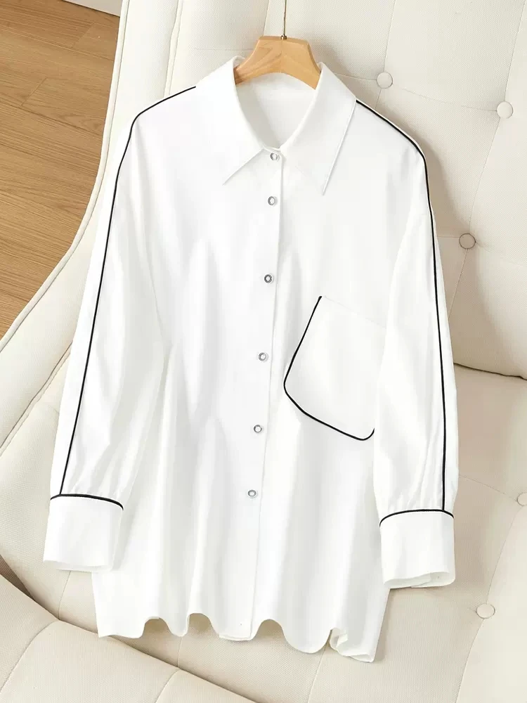 Модные белые рубашки 2023 новая женская одежда Весна Осень Элегантная блузка с