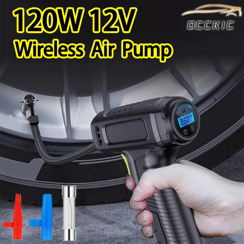 

Car Air Pump Wireless 120w 12v Wired Electric Tire Inflatable Pump Portable Air Compressor for Tires Digital Auto Tire Inflator