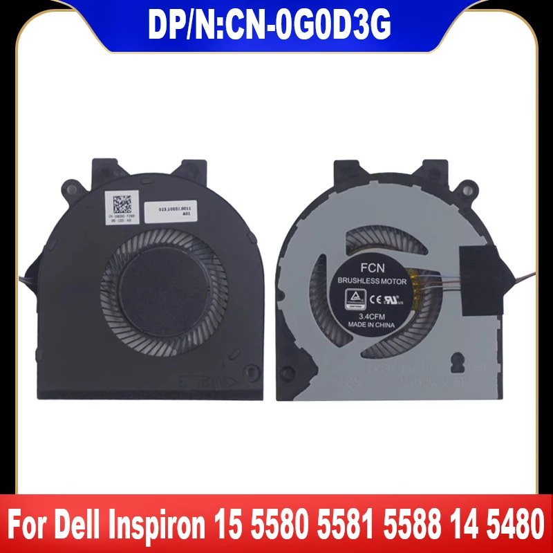 0G0D3G новый оригинальный для Dell Inspiron 15 5580 5581 5588 14-5480 5488 5482 5485 охлаждающий вентилятор