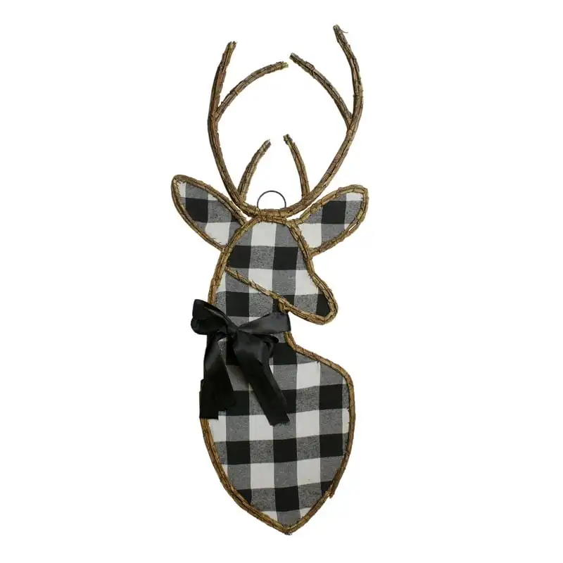 

and White Fabric Deer Head Christmas Wall Decor