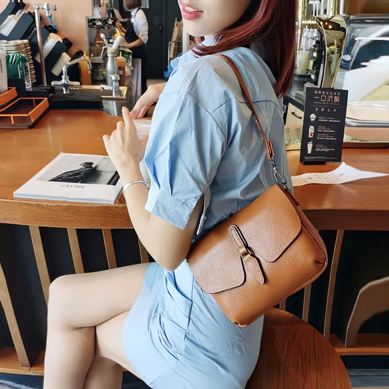 Cross Shoulder Messenger Bag Women's Small Real Cow Genuine Leather Bag Ladies Small Crossbody Bags for Women 2022 Phone Summer