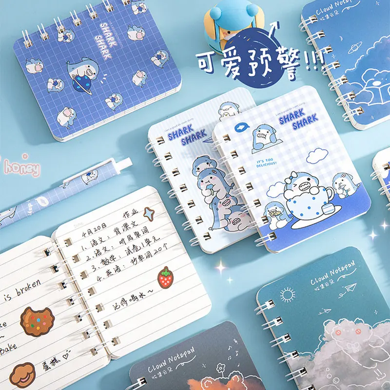 

4 Books/Set A7 Small Notepad Coil Notebook 80 Sheets Kawaii Korean Stationery School Supplies