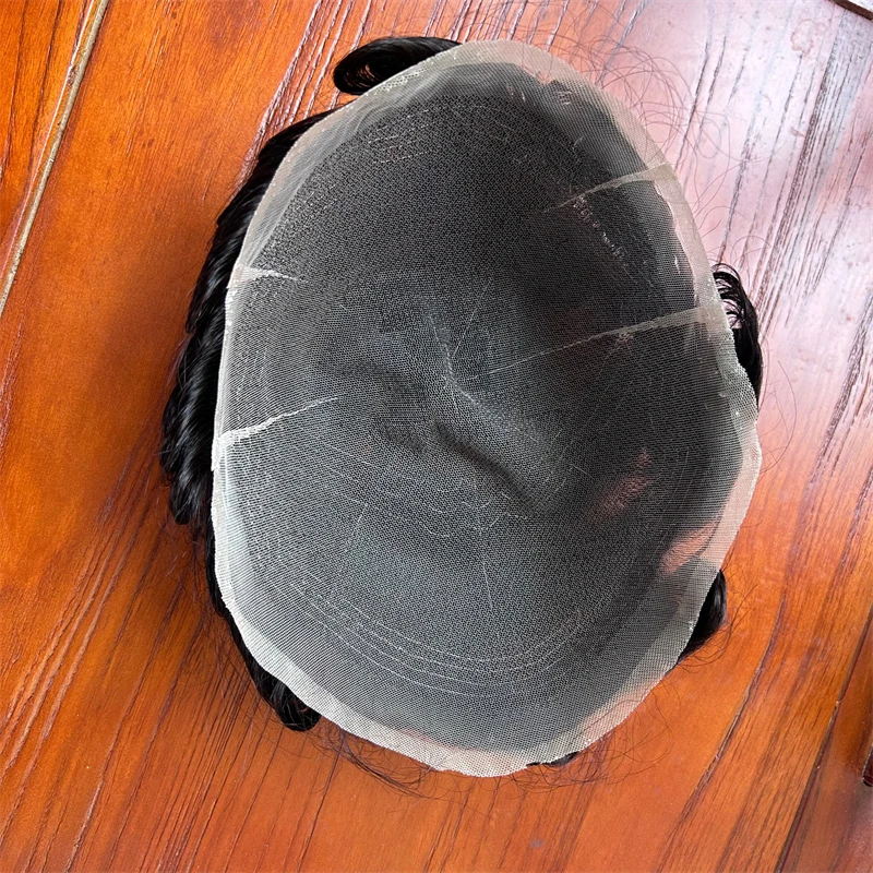 Парик Швейцарский из человеческих волос на сетке для мужчин сменный короткий