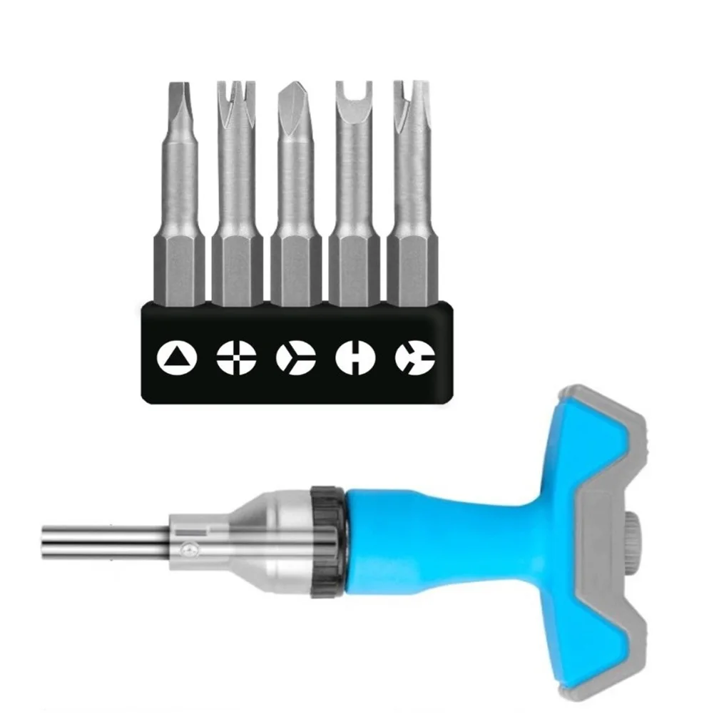 

6Pcs Screwdriver Bits T-shape Handle Set 6.35mm Triangle Y U 3/5 Points Head For Home Appliance Disassembly Toy Repair Hand Tool
